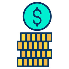 Lineal color Skull Coin icon