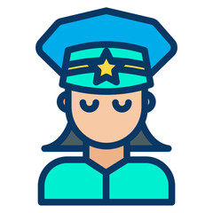 Lineal color Woman Police icon