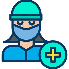 Lineal color Woman Surgeon icon