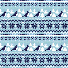 Knitted Christmas and New Year pattern Norwegian style , illustration © pvl0707