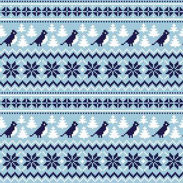 Fototapeta Knitted Christmas and New Year pattern Norwegian style , illustration