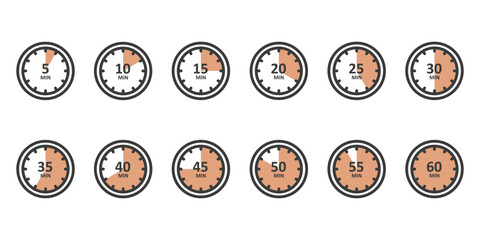 Clock Modern and Simple Icon, Timer or Stopwatch
