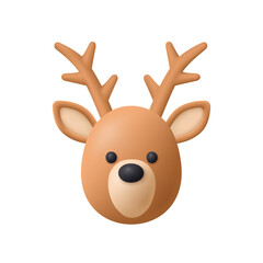 Deer head. Christmas and new year concept. 3d vector icon. Cartoon minimal style.