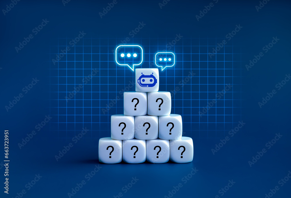 Poster chat bot with ai or artificial intelligence, futuristic technology transformation concept. robot ico