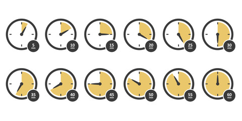 Clock Modern and Simple Icon, Timer or Stopwatch