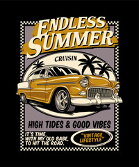 Endless Summer Cruisin. Vintage Vehicle Vector Style.