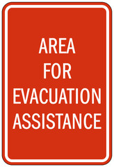 Evacuation assembly area sign area for evacuation assistance