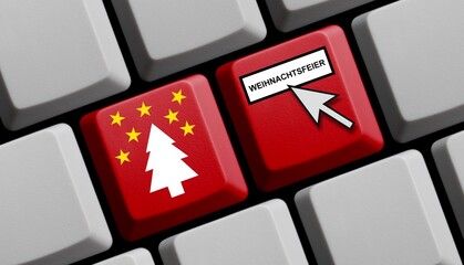 Weihnachtsfeier online - Rote Computer Tastatur
