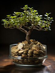 Golden Prosperity: A Bonsai Tree of Wealth