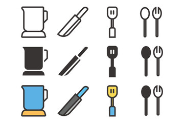 set kitchen tools icon vector