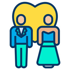 Lineal color Wedding couple icon