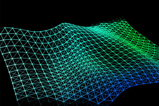 Vector background of net cells. Fish football sport syrface. Fluid flow on wind. Flag fabric data processing.