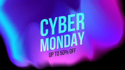 Cyber Monday Banner. E-commerce sale promotion background. Vibrant fluid blurred colors. Bright color gradients. Vector illustration.