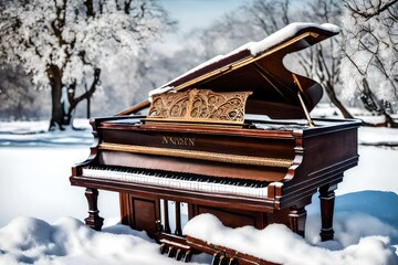 grand piano in winter
