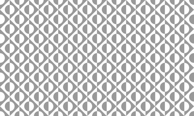 Geometric seamless pattern with grey and white rhombuses and circles. Vector Repeating Texture.