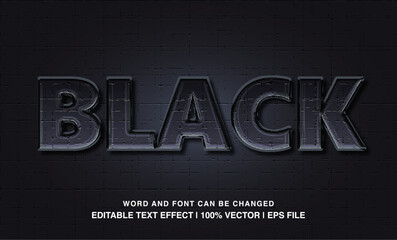Black editable text  effect template, 3d bold grunge black concrete texture text style typeface, premium vector