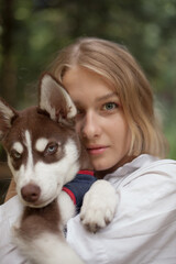 Portrait of a Girl with a Puppy