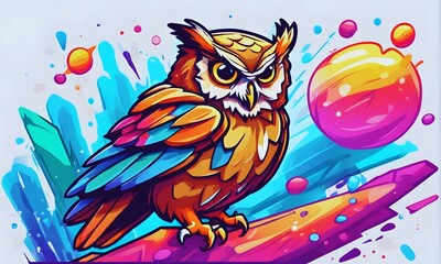 Owl Graphic Design in Vibrant Colors (JPG 300Dpi 12000x7200)