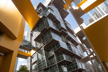 absurd building skyscraper unreal shape in the city, Organic modernist architecture illustration