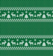 Knitted Christmas and New Year pattern Norwegian style , illustration © pvl0707