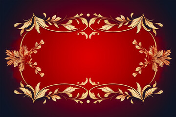 Christmas monogram frame with red background, luxury golden graphic style.