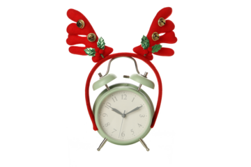 PNG,Clock with deer horns, isolated on white background