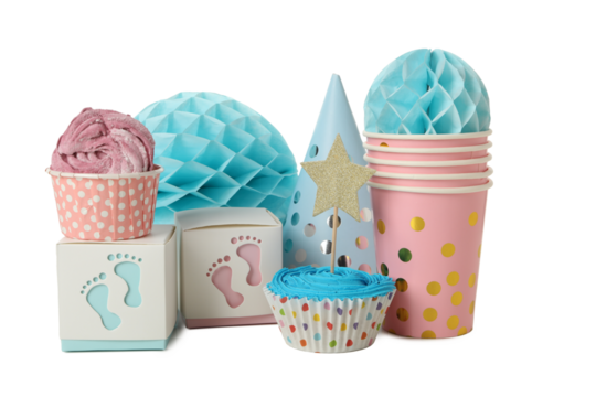 PNG, Sweets, paper cups, boxes and balls, isolated on white background