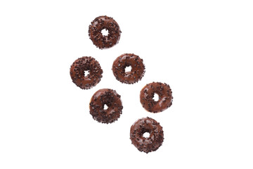PNG chocolate donuts isolated on white background.