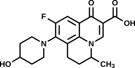 Fototapeta premium Nadifloxacin structural formula, vector illustration 