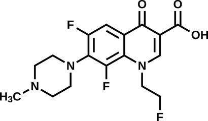 Fleroxacin structural formula, vector illustration