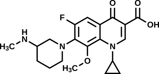 Balofloxacin structural formula, vector illustration