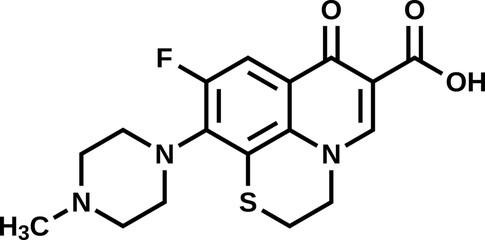 Rufloxacin structural formula, vector illustration 