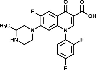 Fototapeta premium Temafloxacin structural formula, vector illustration