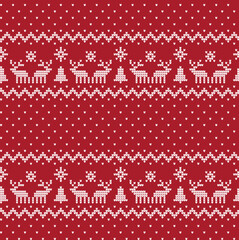 Knitted Christmas and New Year pattern Norwegian style , illustration - obrazy, fototapety, plakaty
