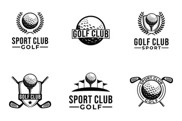 collection of golf vector graphic template illustration set for sport club - obrazy, fototapety, plakaty
