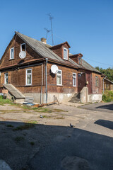 example of hundred-year-old historical old wooden building and homestead of private sector in...