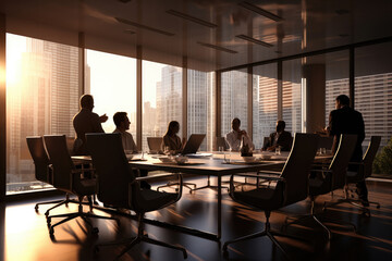 Fototapeta na wymiar business people in boardroom, in the style of light bronze and gray