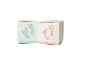 PNG, Paper boxes with traces, isolated on white background