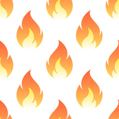 Burning flames vector seamless pattern. Color elements on white background. Best for textile, wallpapers, home decoration, wrapping paper, package and your design.