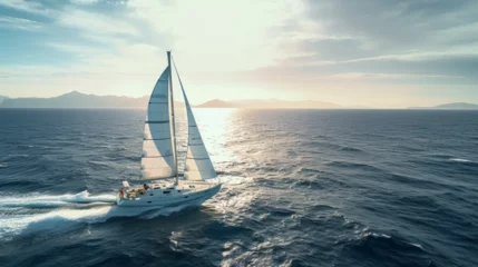 Foto auf Acrylglas yacht in the sea white sail landscape calm photo © Amir