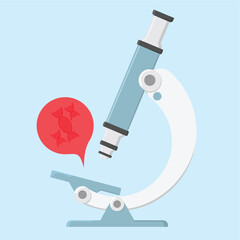 illustration of examining cells in a microscope. vector illustration in flat style
