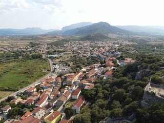 Fototapeta na wymiar Aerial view of Posada, Province of Nuoro, Sardinia (Sardegna). 