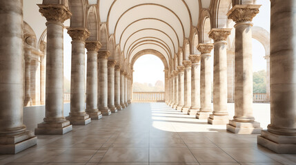 colonnade arch classical architecture 3d rendering white  - Powered by Adobe