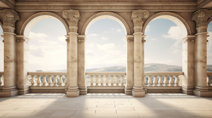 colonnade arch classical architecture 3d rendering white  - Powered by Adobe