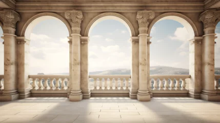 Foto op Plexiglas colonnade arch classical architecture 3d rendering white  © Amir