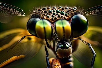 eyes view of dragonfly - obrazy, fototapety, plakaty