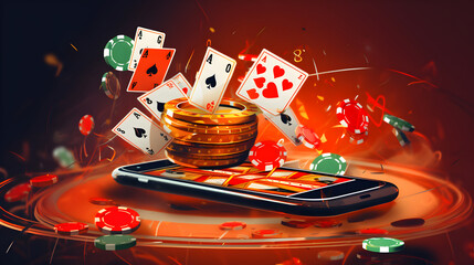 Illustration of online casino on mobile phone