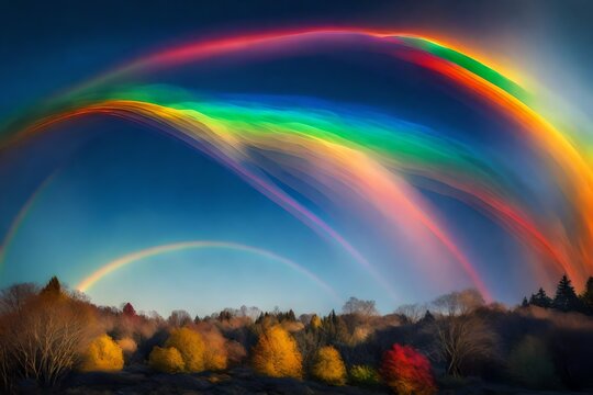 a beautiful view of rainbow in sky