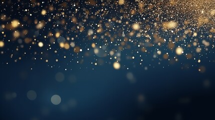 Fototapeta na wymiar abstract background with Dark blue and gold particles. Christmas Golden light shine particles bokeh on a navy blue background. Gold foil texture. Holiday concept.