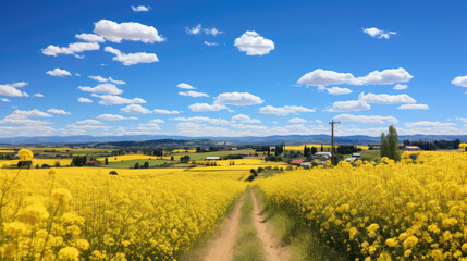 Obraz premium Generative ai illustration of Colza field in the France